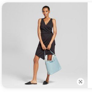 A New Day Asymmetrical Faux Wrap Black Dress XS